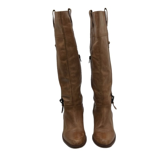 Aldo Brown Leather Block Heel Riding Boots Size 39 Women’s - Picture 3 of 11